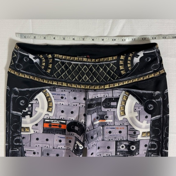 Reebok Speedwick Lux Bold Baroque Print Leggings •Large •Cassette Tape Music - Picture 11 of 15